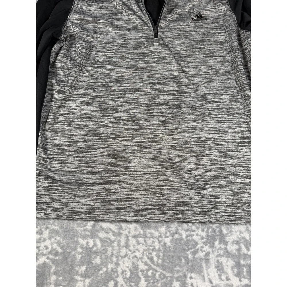 Adidas Men's XL Gray Black Heathered Athletic 1/4 Zip Pullover Activewear Top